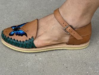 Leather Embroidered Sandals