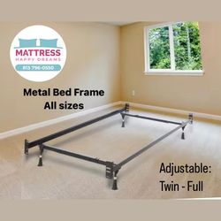 Metal Bed Frame Adjustable To Twin Or Full Size New From Factory Same Day Delivery Available