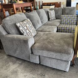Gray Sectional Sofa Couch 