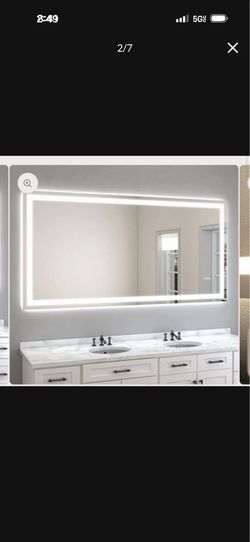 Wall Mounted frameless LED Bathroom Mirror 72"x36",