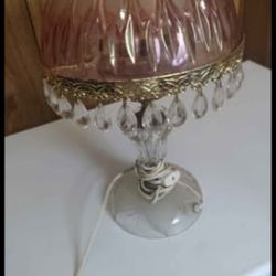 Vintage Michelotti Cranberry Pink Crystal glass lamp