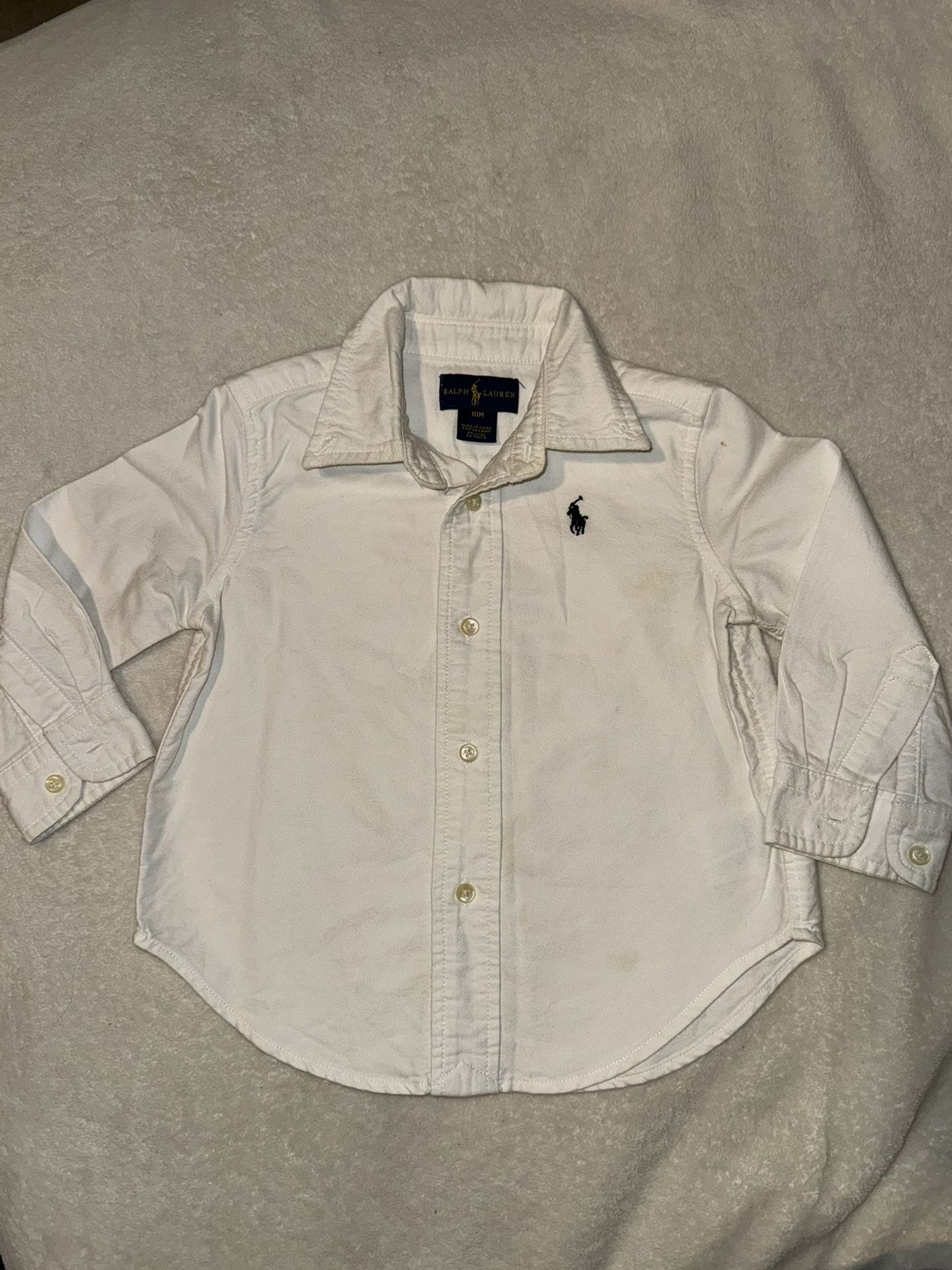 Ralph Lauren Polo Baby Boy Toddler Long Sleeve White Shirt 18 Months