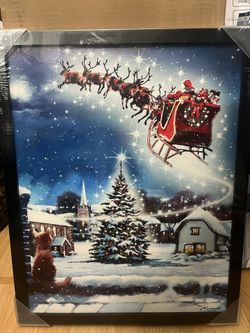 Winter Lane Santa Lighted Canvas