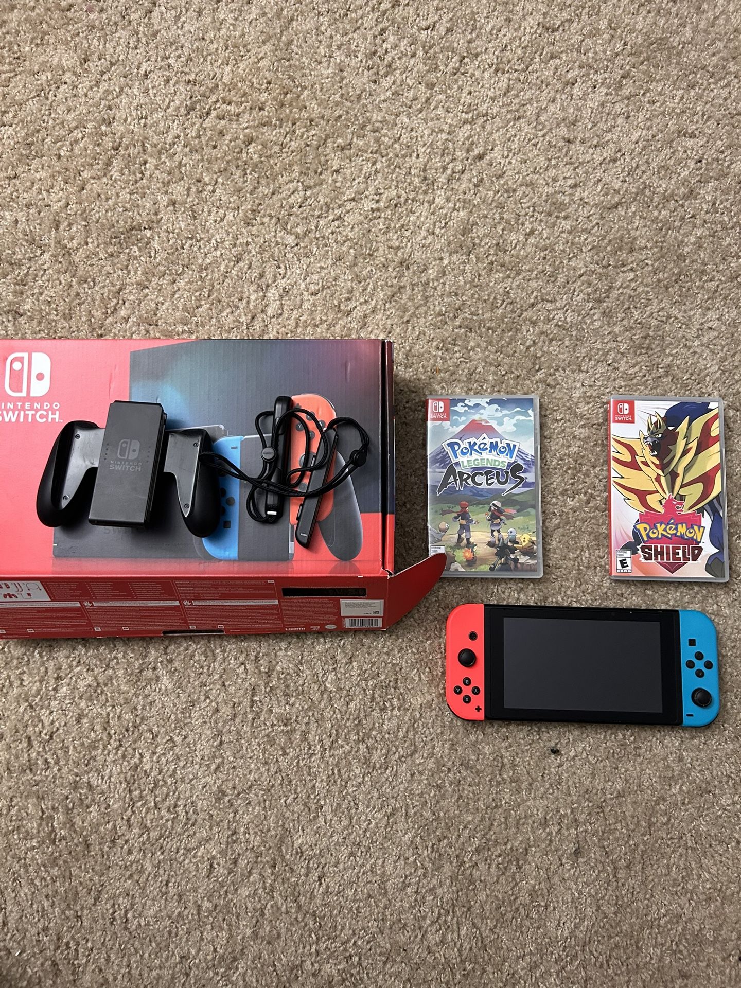 Nintendo Switch V2 Bundle - Console, 3 Pokémon/Zelda Games, & Accessories!
