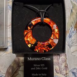 Moreno Glass Pendant On Woven Cord. New