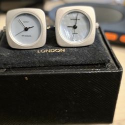 Tateossian London Mother of Pearl Watch Face Cufflinks.