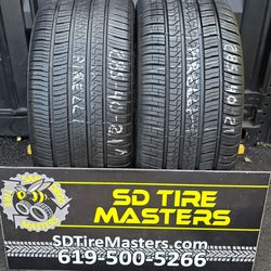 2 USED TIRES 285/40R21 PIRELLI SCORPION ZERO  w/90% Thread  Both Installed and Balanced $160  ($80 each)