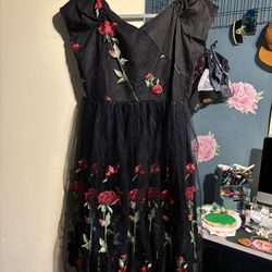Black Floral Rose Dress