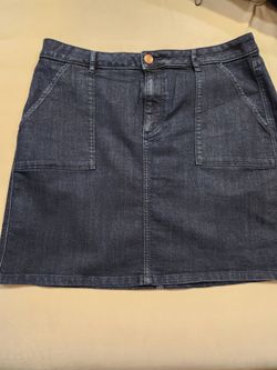 Blue Denim Mini Skirt with Front Pockets
