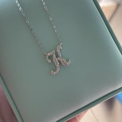 Brand New Sterling Silver Moissanite Initial K Necklace