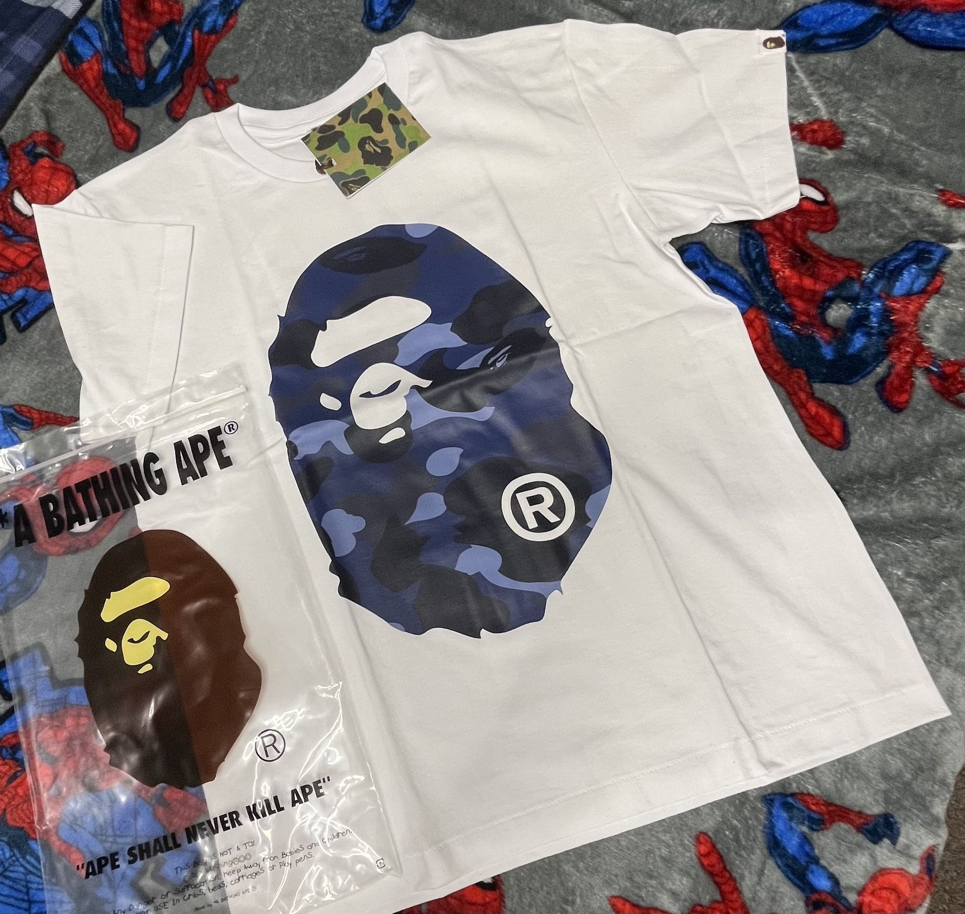 BAPE white and blue camo t-shirt