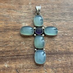 Vintage Sterling Silver And  Amethyst Pendant 