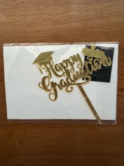Gold "Happy Graduation" cake topper with graduation cap and tassel #graduation #celebration 5.5” tall
