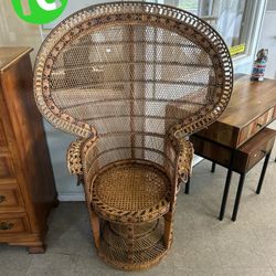 Vintage Tongue-in-chic Handcrafted Wicker Peacock Chair
