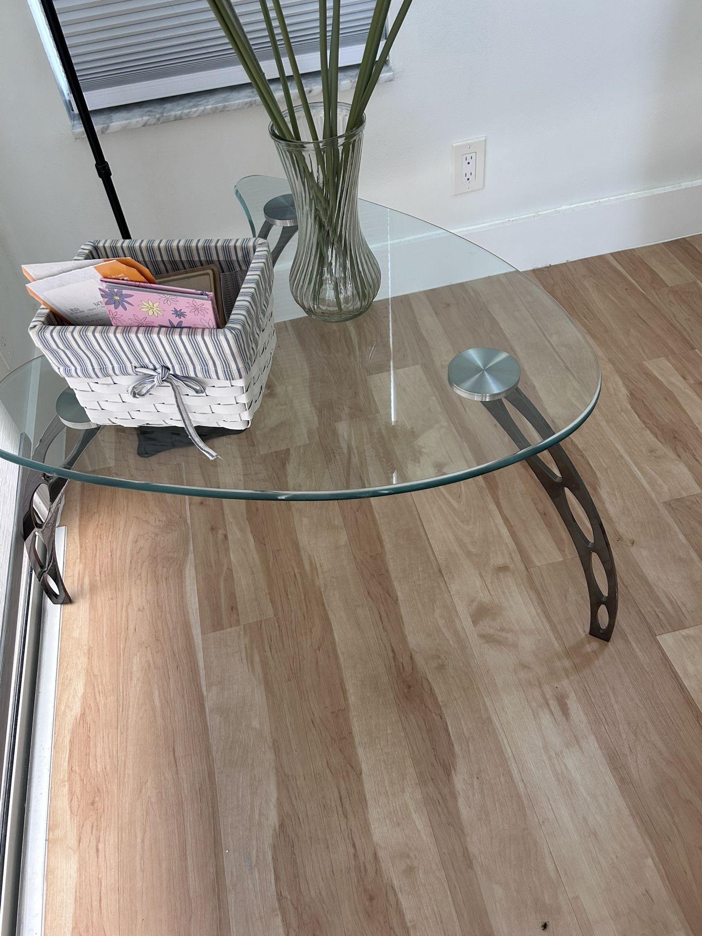 Irregular Shaped Glass End Table or Coffee Table