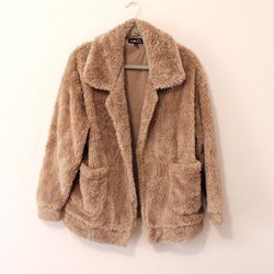 Rue 21 Tan Fuzzy Teddy Coat Size M