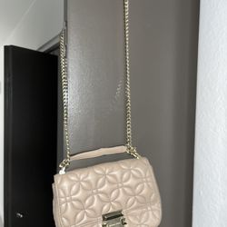 Michael Kors Sloan Quilted Leather Shoulder Bag in a beige/truffle color