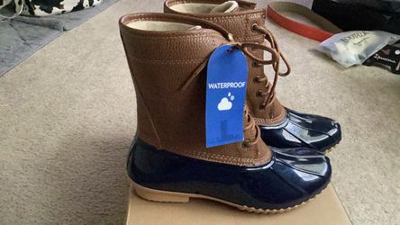 Waterproof Duck Boots Brown and Navy by JBU