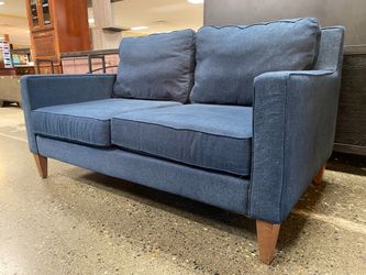 Dark Blue Track Arm Loveseat