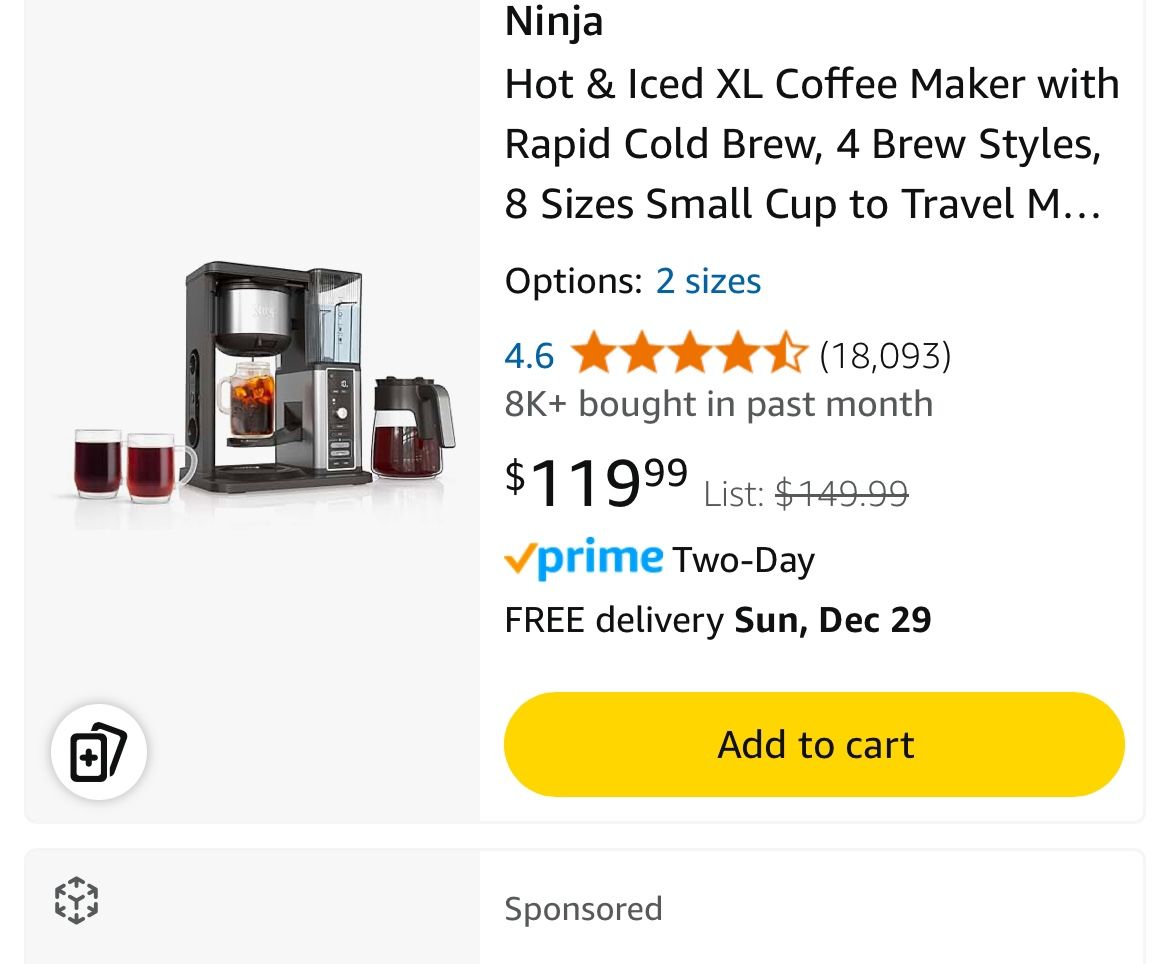 Send Offers | NINJA Iced&Hot coffee maker