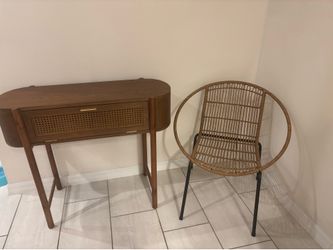 NEW Premium High-End Mid-Century Modern Rattan Console Table