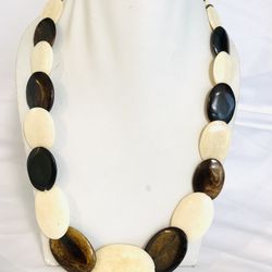 Handmade flat oval bond bead necklace