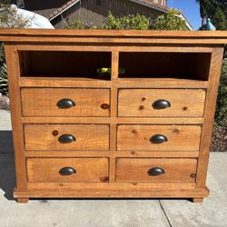 Rustic Solid Distressed Wood Dresser Chest of Drawers by Progressive Furniture Great Condition 