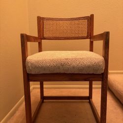 2 Vintage Wood Chairs w/ Cane Backing 