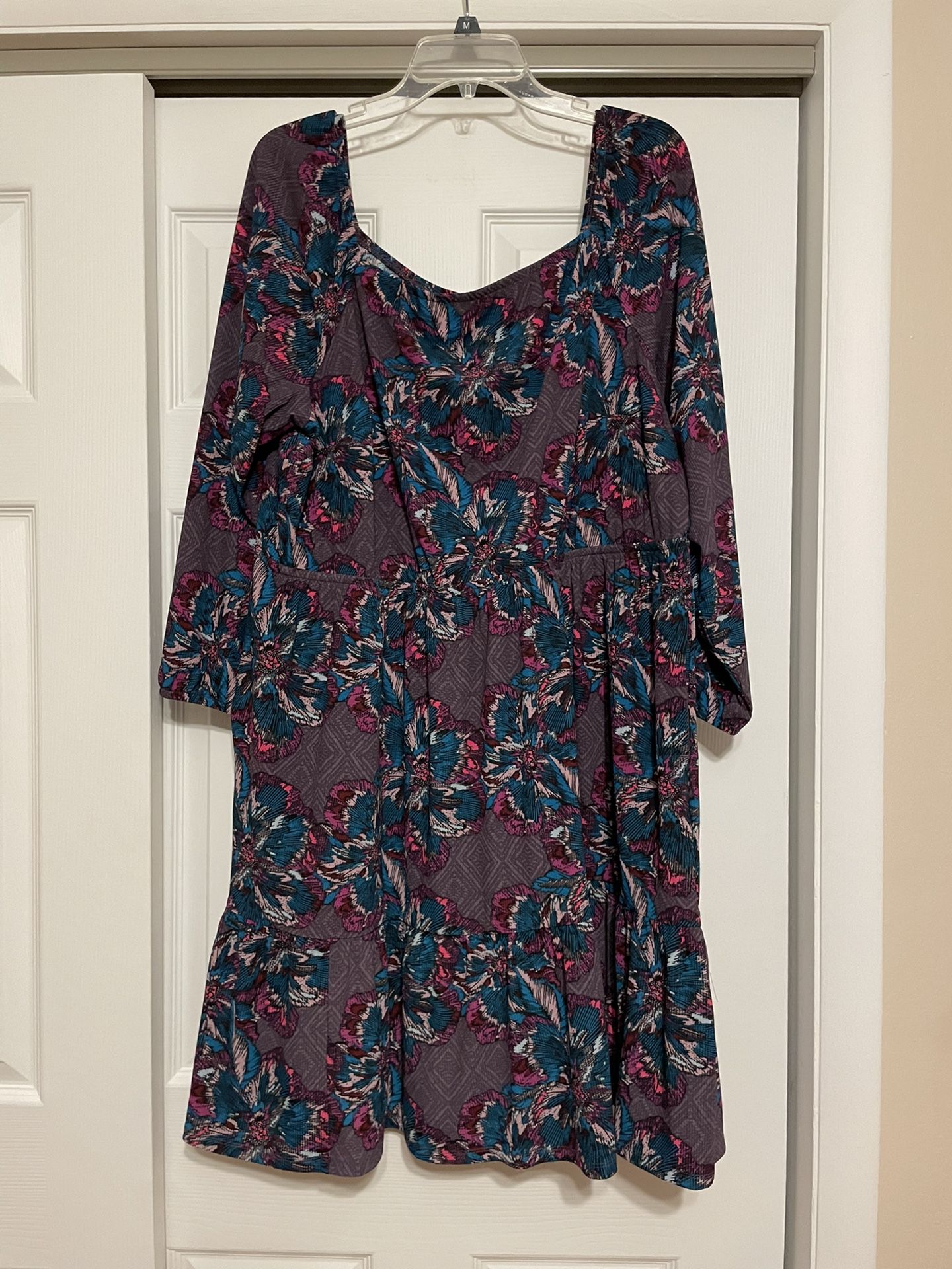 Brand New Lane Bryant Purple Floral Print Dress - Size 22/24