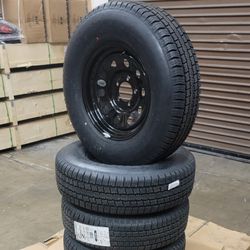 New Each ST205/75R15 Black Trailer Wheels 15" 5x4.5 Bolt Pattern 205-75-15