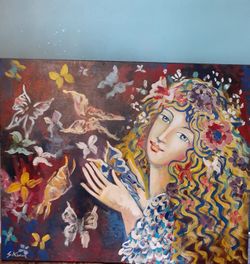 A beautiful Canvass oil painting 30" by 32 $15.00