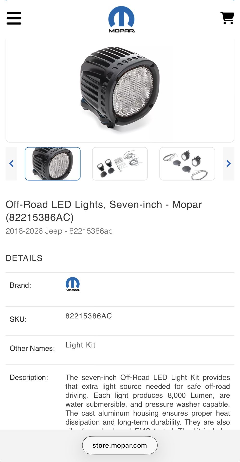 MOPAR (contact info removed)6AC 7 Inch LED Off-Road Lights – Set of 4