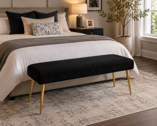 Modern Upholstered Bench with Gold Legs
