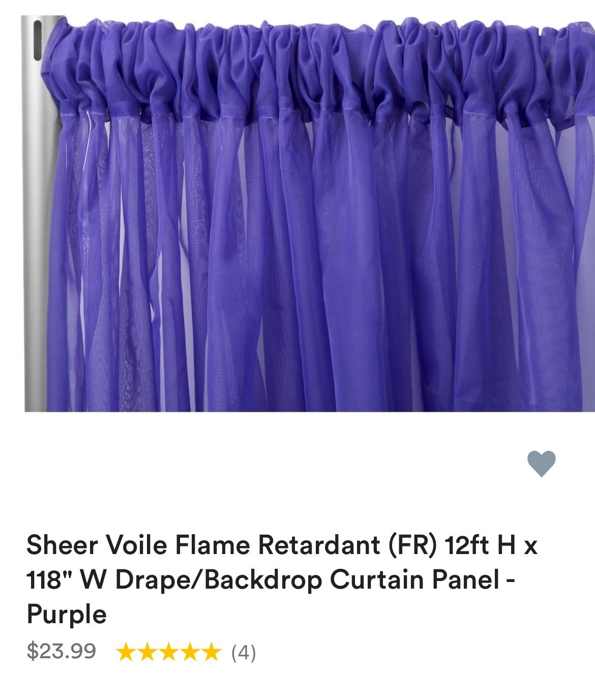 12 Ft Sheer Purple Drape 