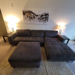 Grey Couch With Ottoman