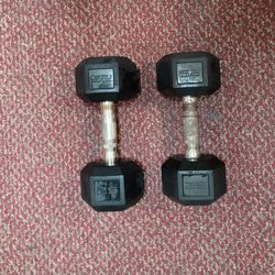 25 Lb Hex Rubber Coated Dumbbell Set