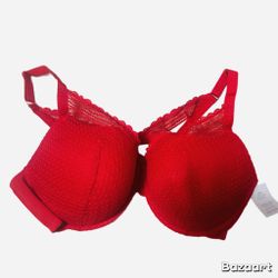 46 DDD  Women’s Lace Plunge Push Up Bra Wowzer Red By Auden