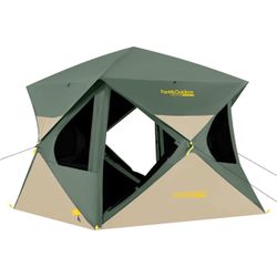 FanttikOutdoor Alpha C4 Ultra Camping Tent 4 Person Pop Up Instant Cabin Setup in 60 Seconds Portable Hub Tent with Rainfly & Windproof for Outdoor Ca
