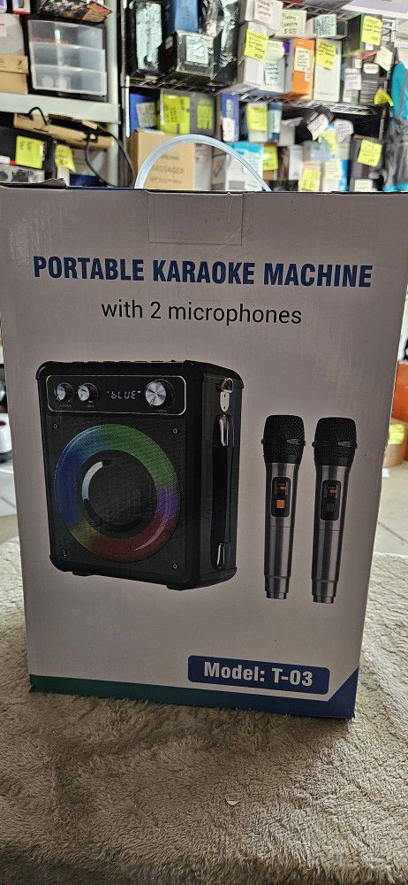 VOSCO Karaoke Machine, Portable Bluetooth Speaker with 2 Wireless Microphones,