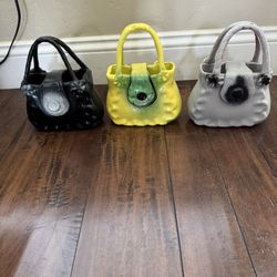 3 Glass Decorative Handbags 