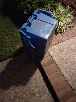 50 Blue Storage Bins w/ Lids – $5 Each