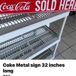 Coke Sign Metal 32 Inches Long