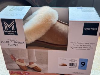 Member's Mark Women's Suede & Sherpa Slippers Size 9
