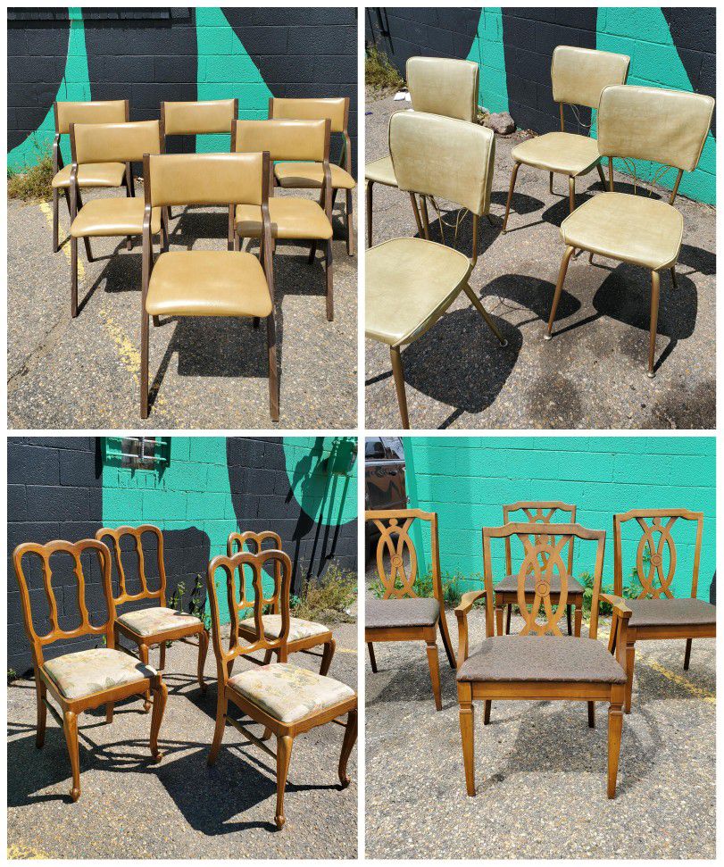 4 Sets Of Vintage Dining Chairs 