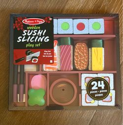 Melissa & Doug Sushi Slicing Wooden Play Food Set