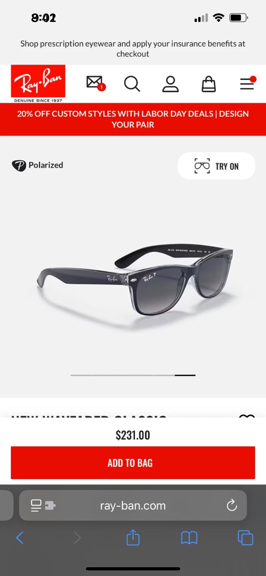 Ray-Ban RB2132 6053/m3 55-18 145 2p - Blue/Blue