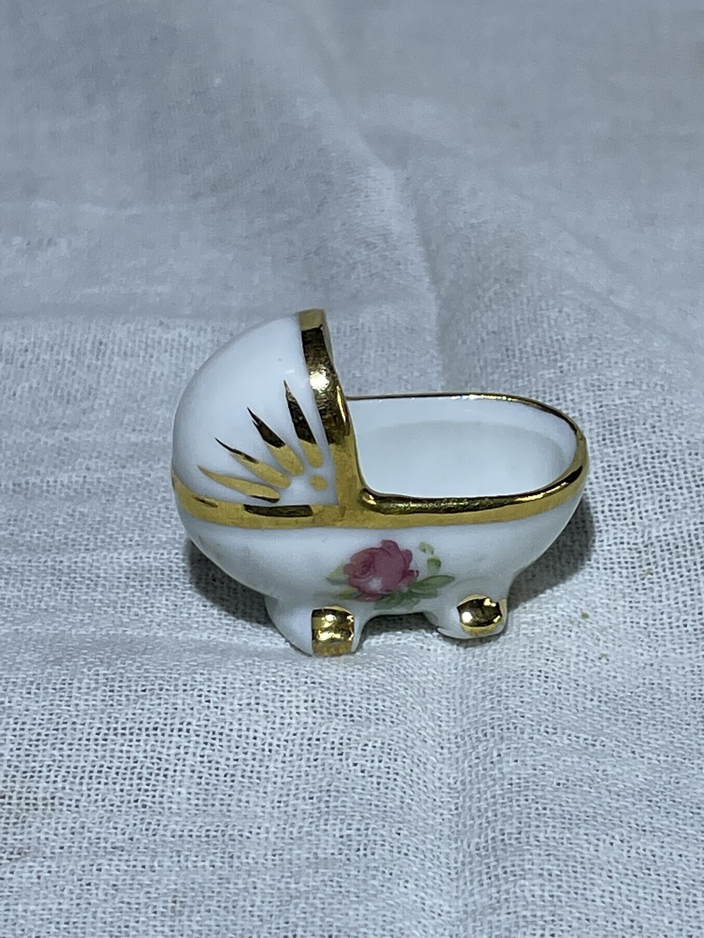 Limoges Miniature Porcelain Crib