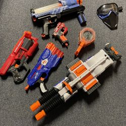 Nerf Guns, with drum magazine and mask (Rival, Mega, Rino)