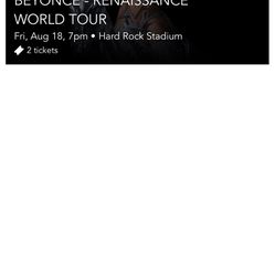 Beyoncé Renaissance World Tour Tickets (Miami Hard Rock Venue)