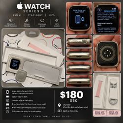 Apple Watch Series 9 – 45mm – Starlight – GPS – $180 OBO